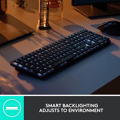 Miniatura 4 de Logitech MX Teclado mecánico inalámbrico de rendimiento iluminado, interruptores táctiles silenciosos, teclas retroiluminadas, Bluetooth, USB-C,