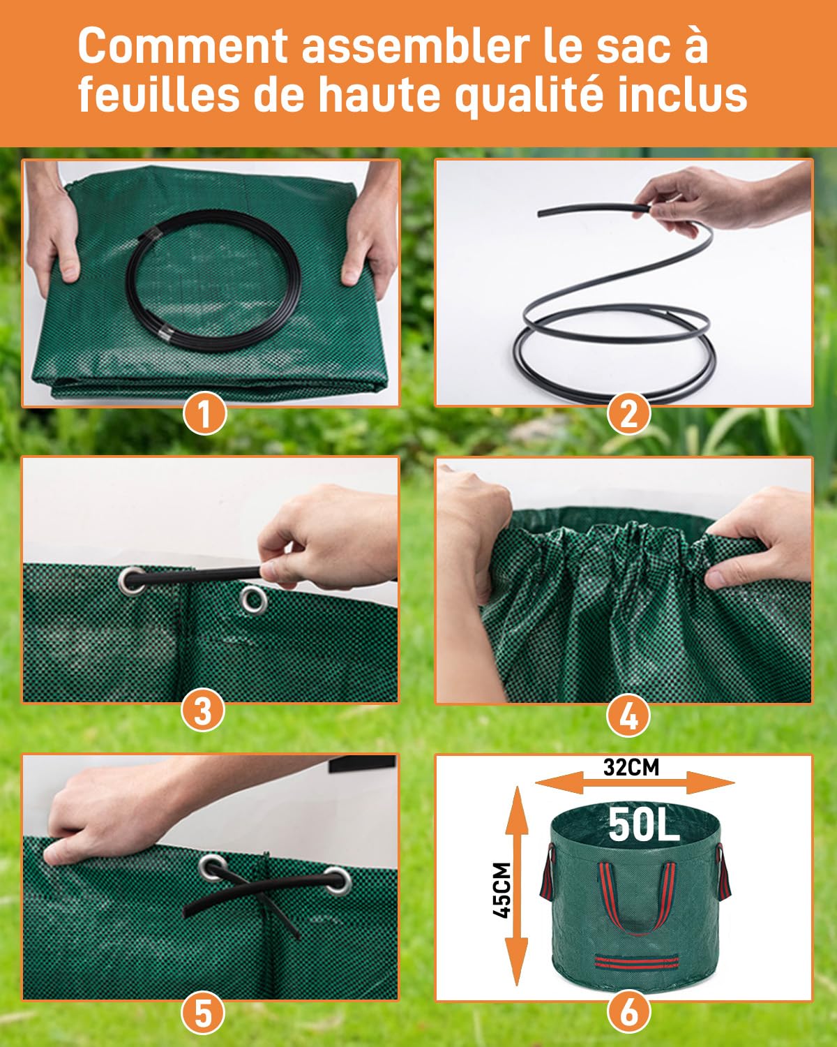 HAUSPROFI Désherbeur Manuel Extracteur (91-118 cm), Arrache-Mauvaise Herbe avec Sac de Jardin 50 L, Arrache-Pissenlit Équipé de 4 Griffes Métalliques et d'une Pédale, Rétractation Automatique