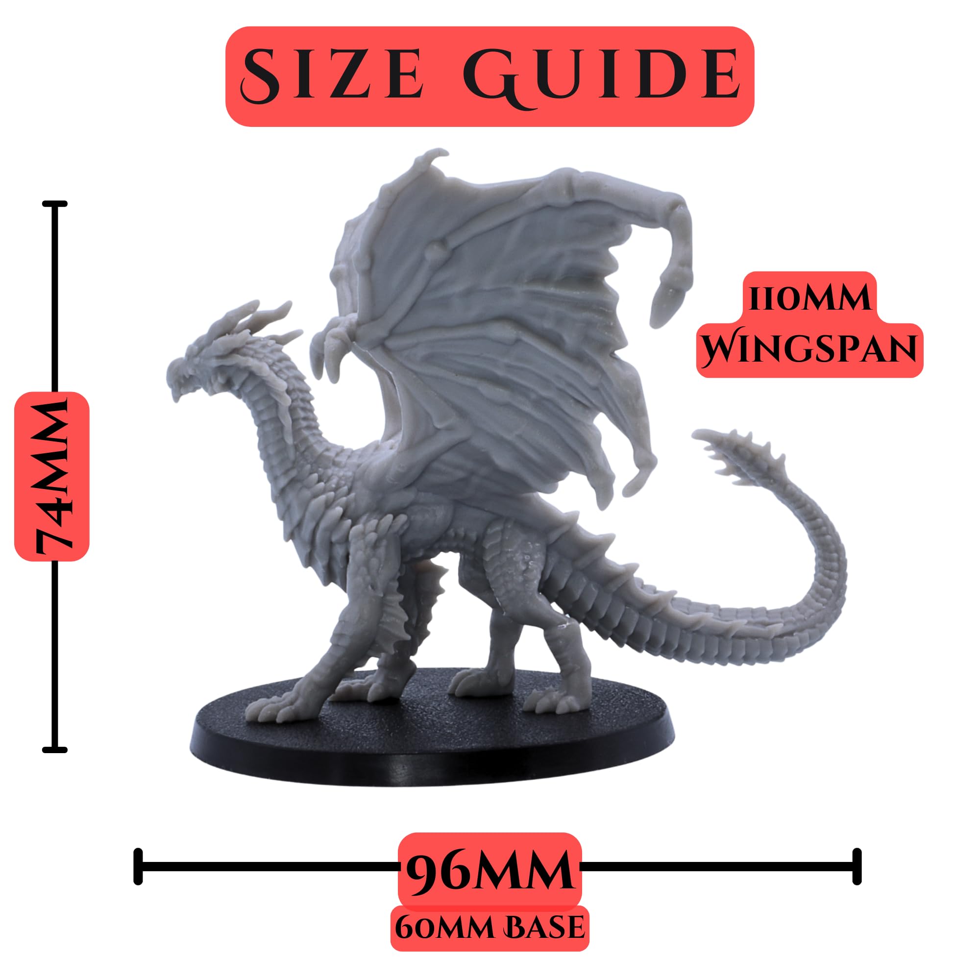 Dragon jaune – Miniature Fantasy Drake avec envergure de 110 mm | Miniatures épiques à l'échelle 32 mm | DND, Pathfinder, RPG, jeux de guerre | Modèle en résine non peinte | Collecteurs et joueurs