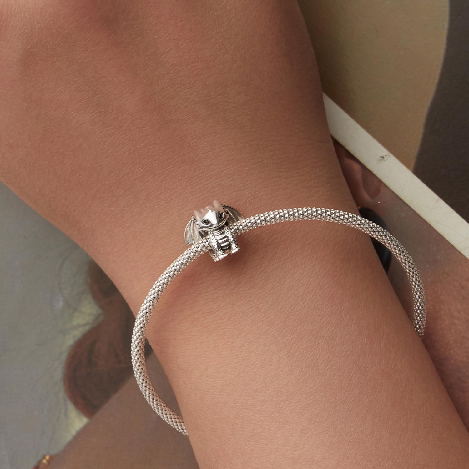 Charm Drago in Argento Sterling 925 - Ciondolo per Bracciali con Animali Carini, Regalo Compleanno Gioielli Dragons per Donna e Ragazze
