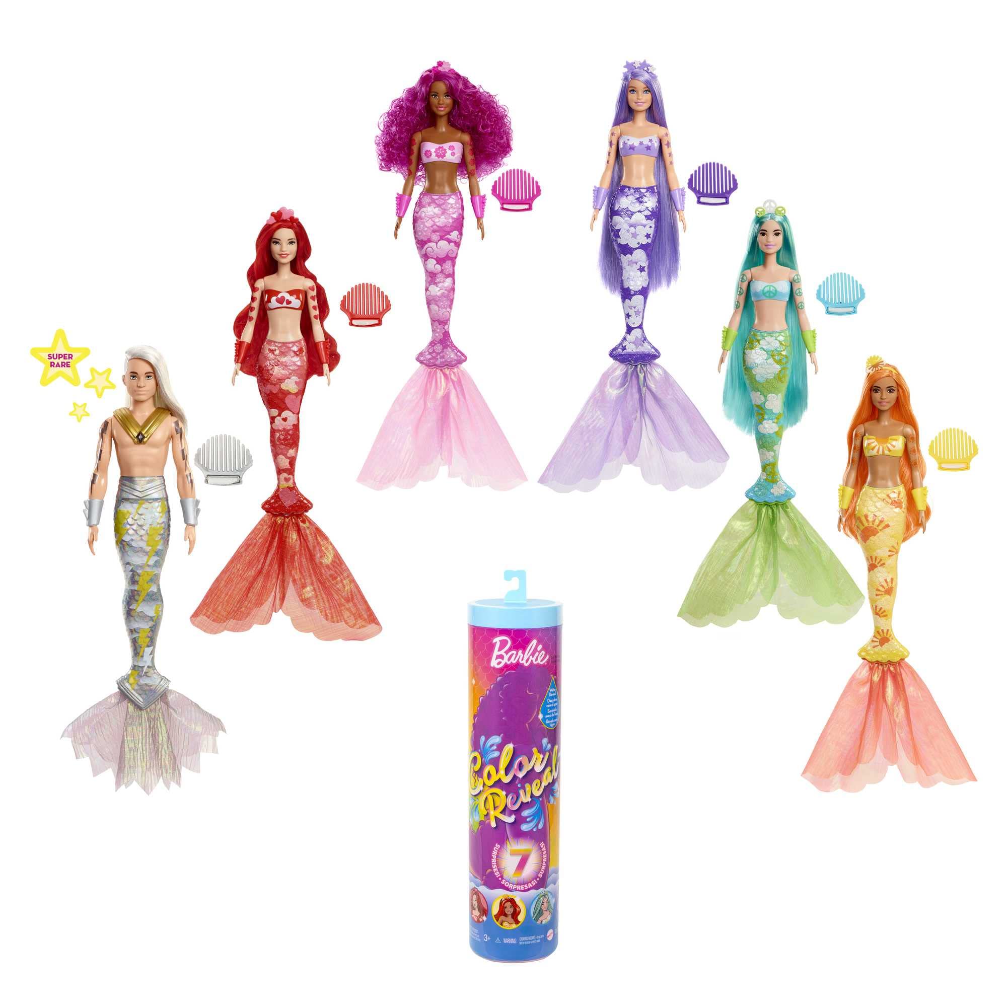 Barbie Sirena Arcobaleno Con Capelli Rosa E Coda Iridata – Bambola Per Bambine
