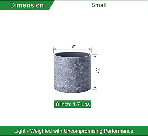Miniatura 105 de D'vine Dev Macetas de plástico de 10 pulgadas para macetas de plantas con agujero de drenaje y platillos sin costuras, color negro, 74-X-B-2 Mate