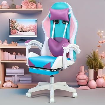Gaming Chairs for Adults Racing Style Computer Chair Ergonomic, Gamer Chairs for Adults Remote Control, High Back Reclining Office Gaming Chair with Footrest and Headrest (Purple)