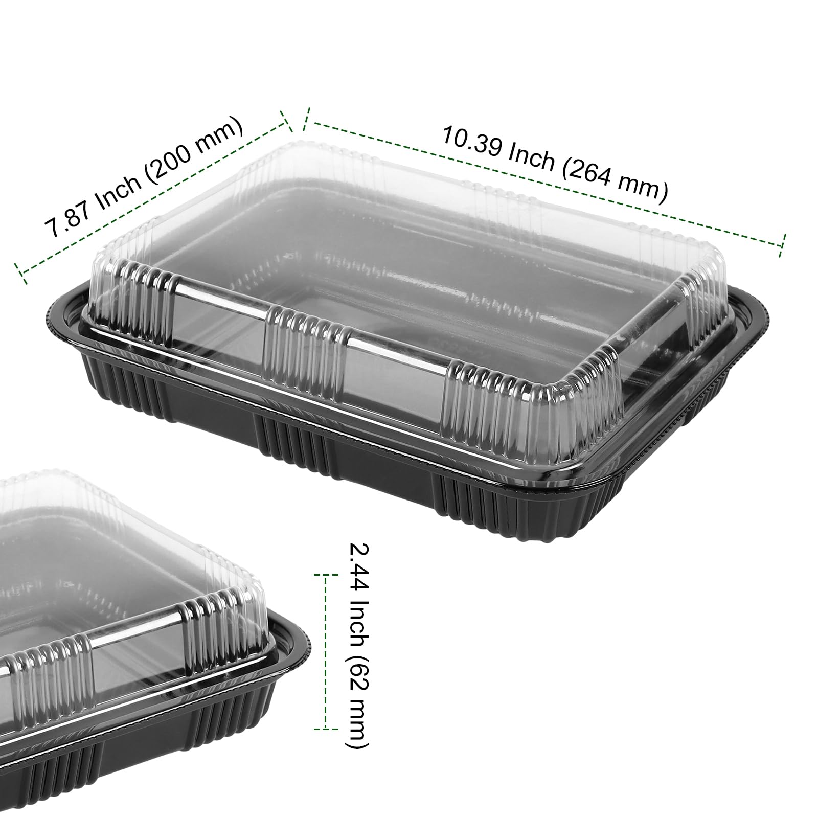 PINGEUI Confezione da 30 vassoi per sandwich con coperchi, vassoi in plastica per buffet con coperchi trasparenti, vassoi riutilizzabili per catering per feste, torte, panini, dolcetti, sushi e