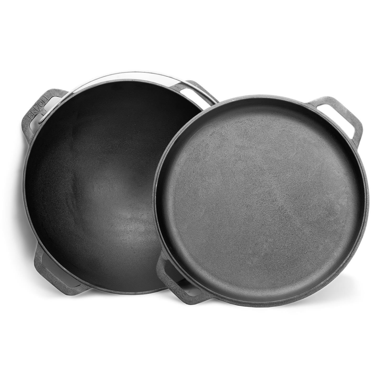 4BIG.fun 10L Gusseisen Schwenktopf Kazan Asia Kasan mit Deckel-Bratpfanne aus Gusseisen Grillwok Wokpfanne Grill Cast Iron Campingtopf Kessel Wok Traditioneller
