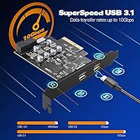 Vista 3 de Tarjeta PCIE USB C de 10 Gbps con tipo E interno a tipo C y tarjeta de expansión de cabezal USB de 19 pines, adaptador de panel frontal PCI Express