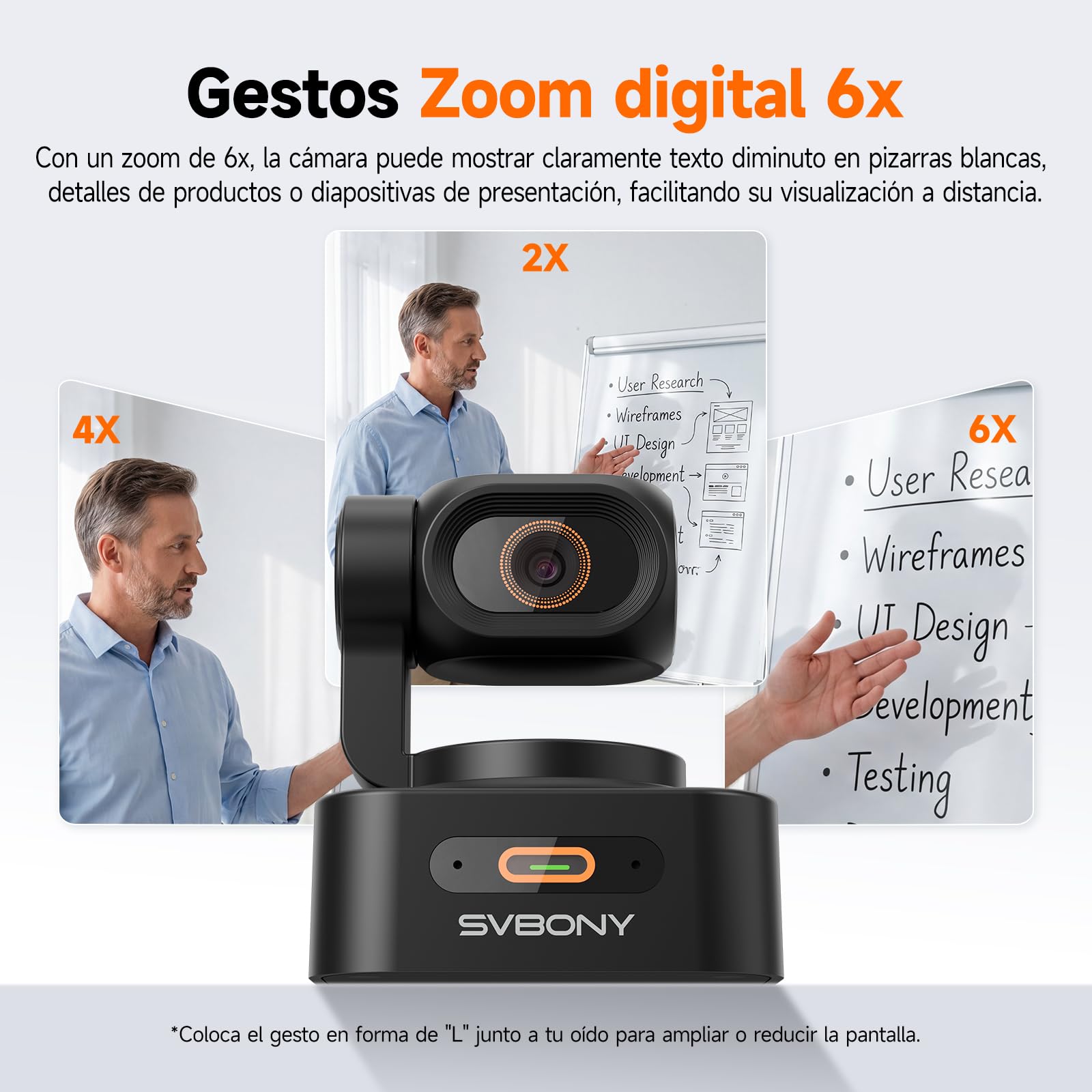 SVBONY SVN W2 4K Webcam: IA Seguimiento, 1/2" Sensor, PTZ Dual, HDR, Micrófono IA Antirruido, Gestos, Autoenfoque, para Trabajo Híbrido y Contenido