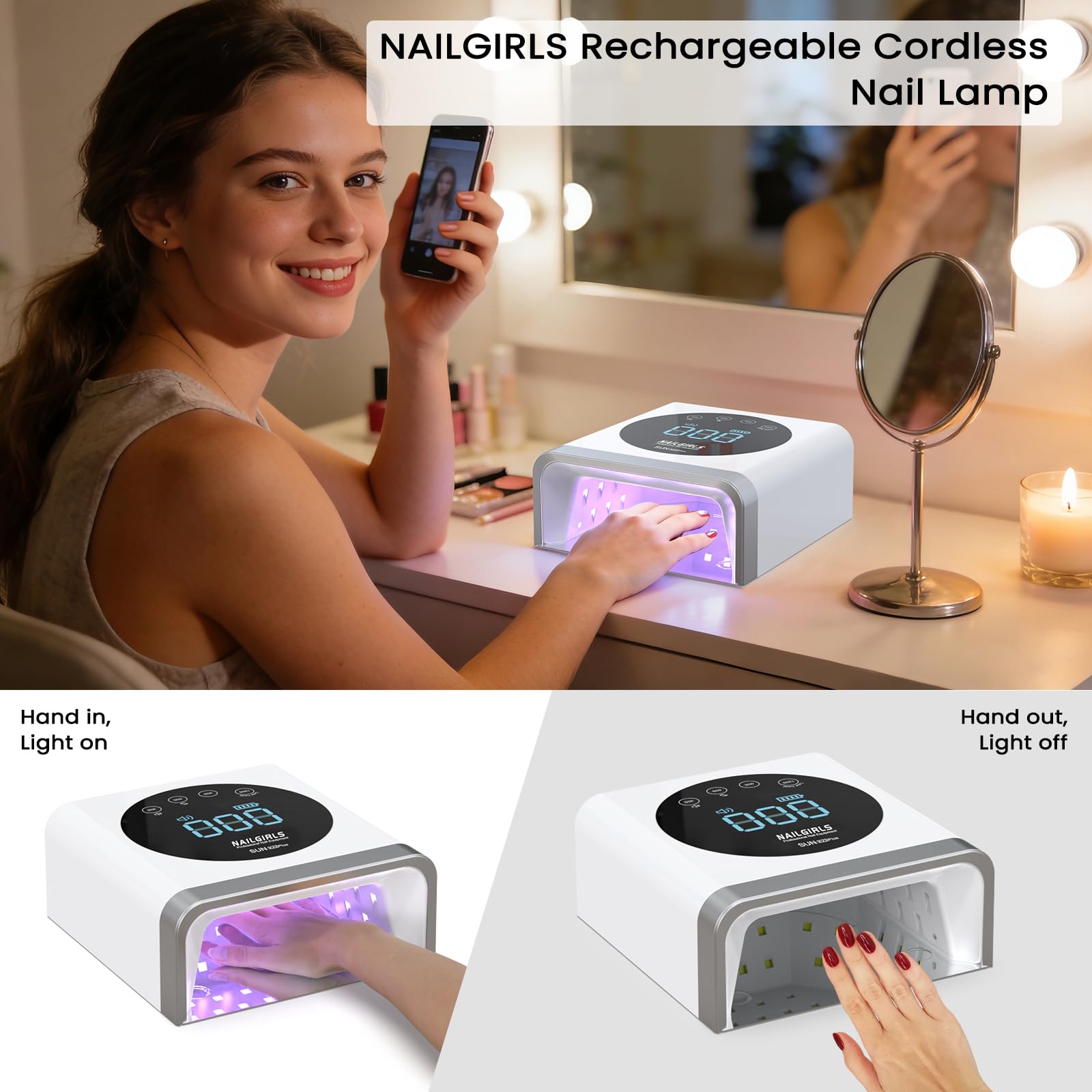 Amazon | NAILGIRLS コードレス 充電式 UV LED ネイルランプ 150W UV