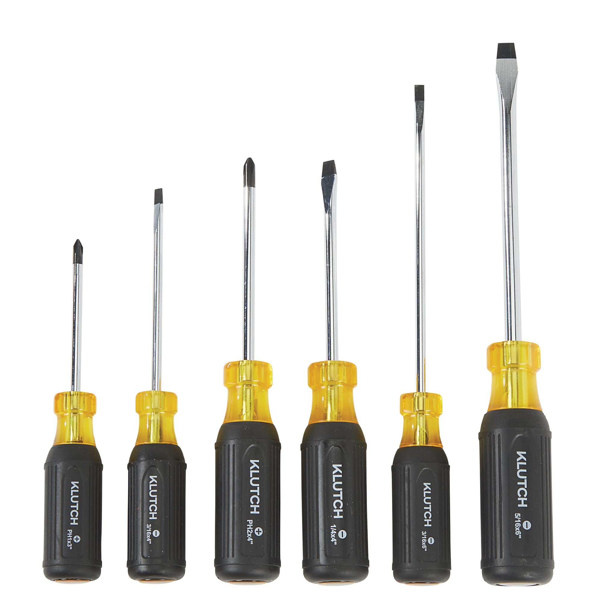 Klutch Nonslip Cushion Grip Screwdriver Set, 6 Pcs.