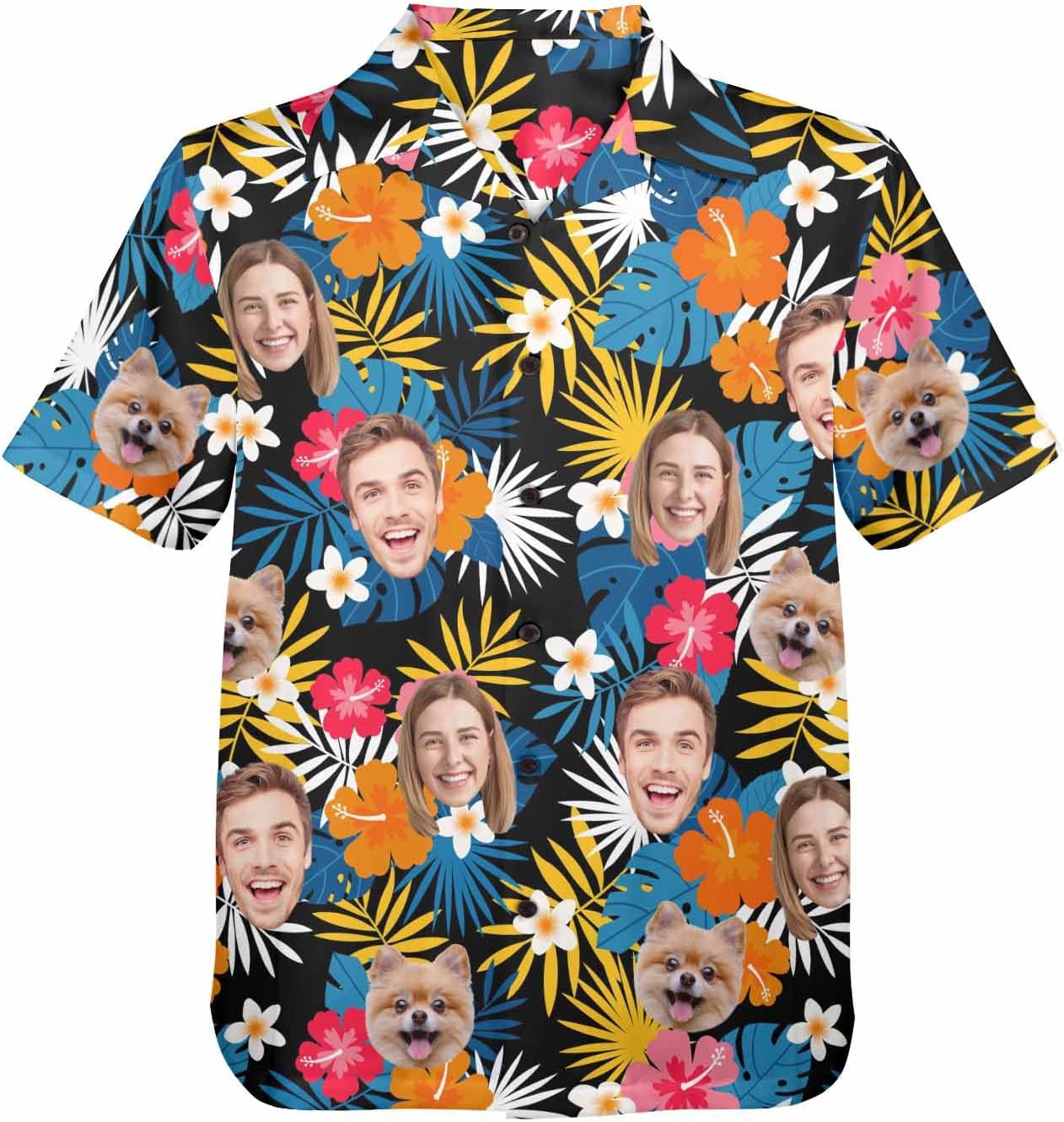 Custom Tropical Hawaiian Shirt with 1-3 Face Personalized Men Short Sleeve Beach Shirt for Men Husband Boyfriend Beach Party