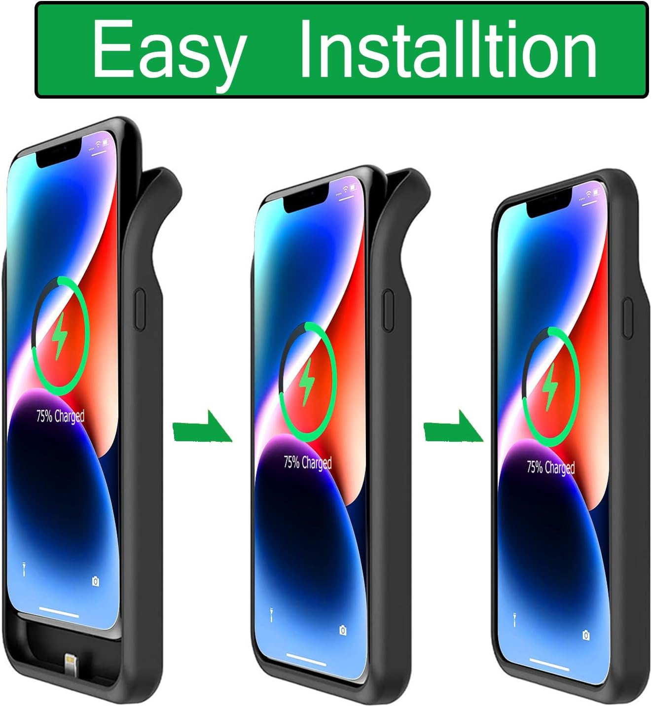 Battery Case for iPhone 14, Upgraded 10000mAh Rechargeable Portable Charging Case with Wireless Charging Compatible for iPhone 14 (6.1 inch) with Carplay Extended Battery Pack Charger Case (Black)
