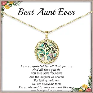 Christmas Gifts for Women Tree of Life Necklace for Women Birthday Gifts for Her Stocking Stuffers Pendant Necklace with Shell Tree Mothers Day Gift for Mom Grandma Wife Daughter Anniversary Christmas Jewelry