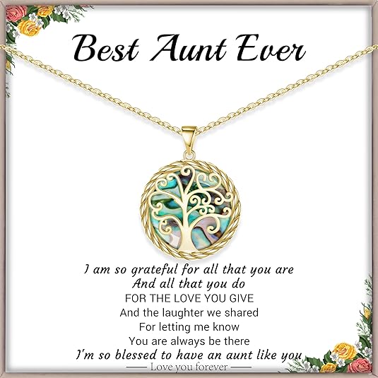 Christmas Gifts for Women Tree of Life Necklace for Women Birthday Gifts for Her Stocking Stuffers Pendant Necklace with Shell Tree Mothers Day Gift for Mom Grandma Wife Daughter Anniversary Christmas Jewelry