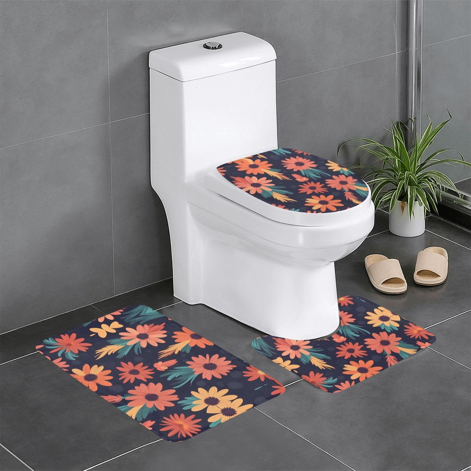 Tapis de salle de bain antidérapants à pompons pour éliminer l'humidité aux WC et lavabos