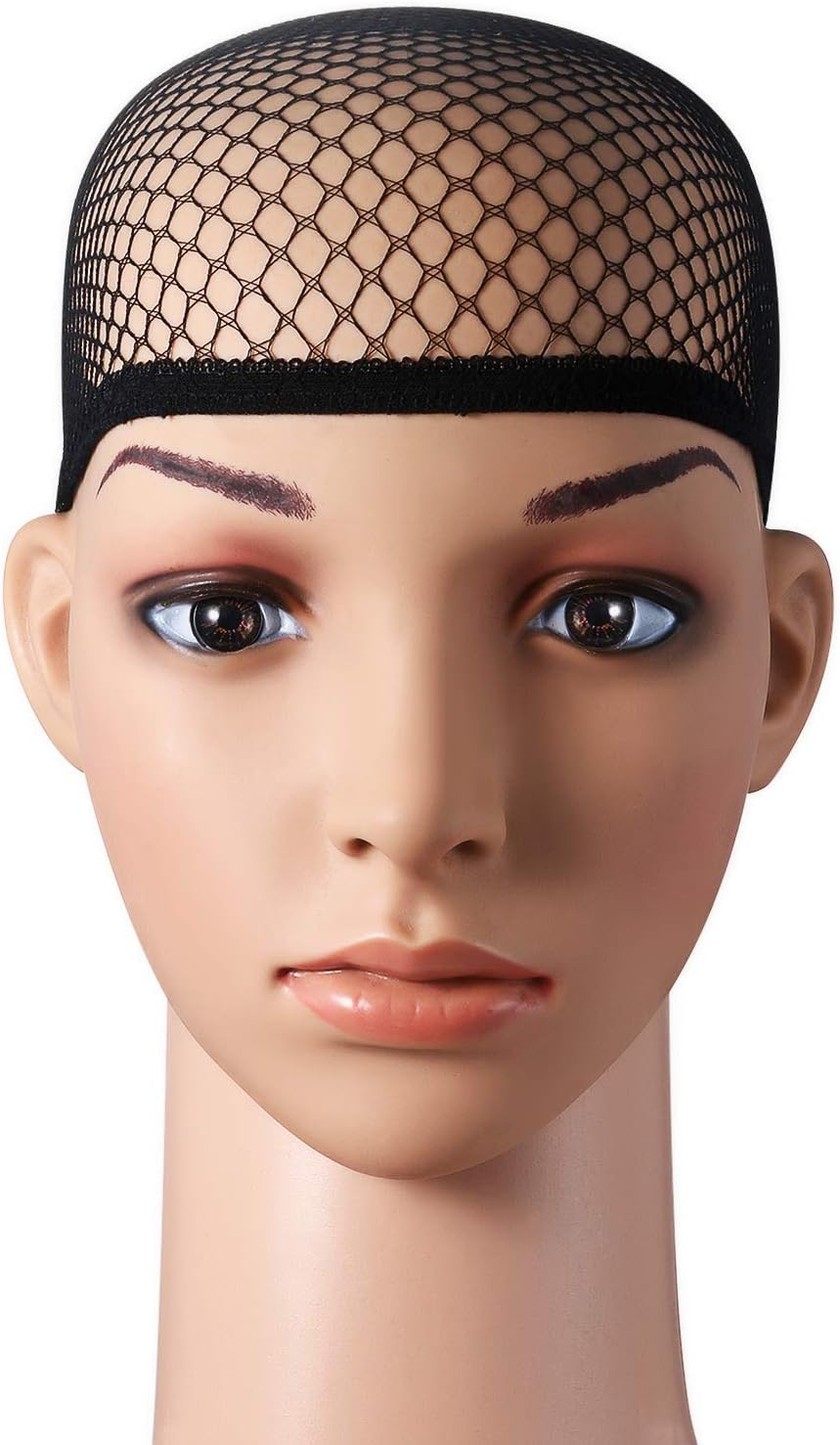 Vtrem6 Pack Mesh Wig Cap for Women Open End Fishnet Wigs Caps Fashion Lady Net Liner Weaving Cap for Short and Mid-length Hair (Black)