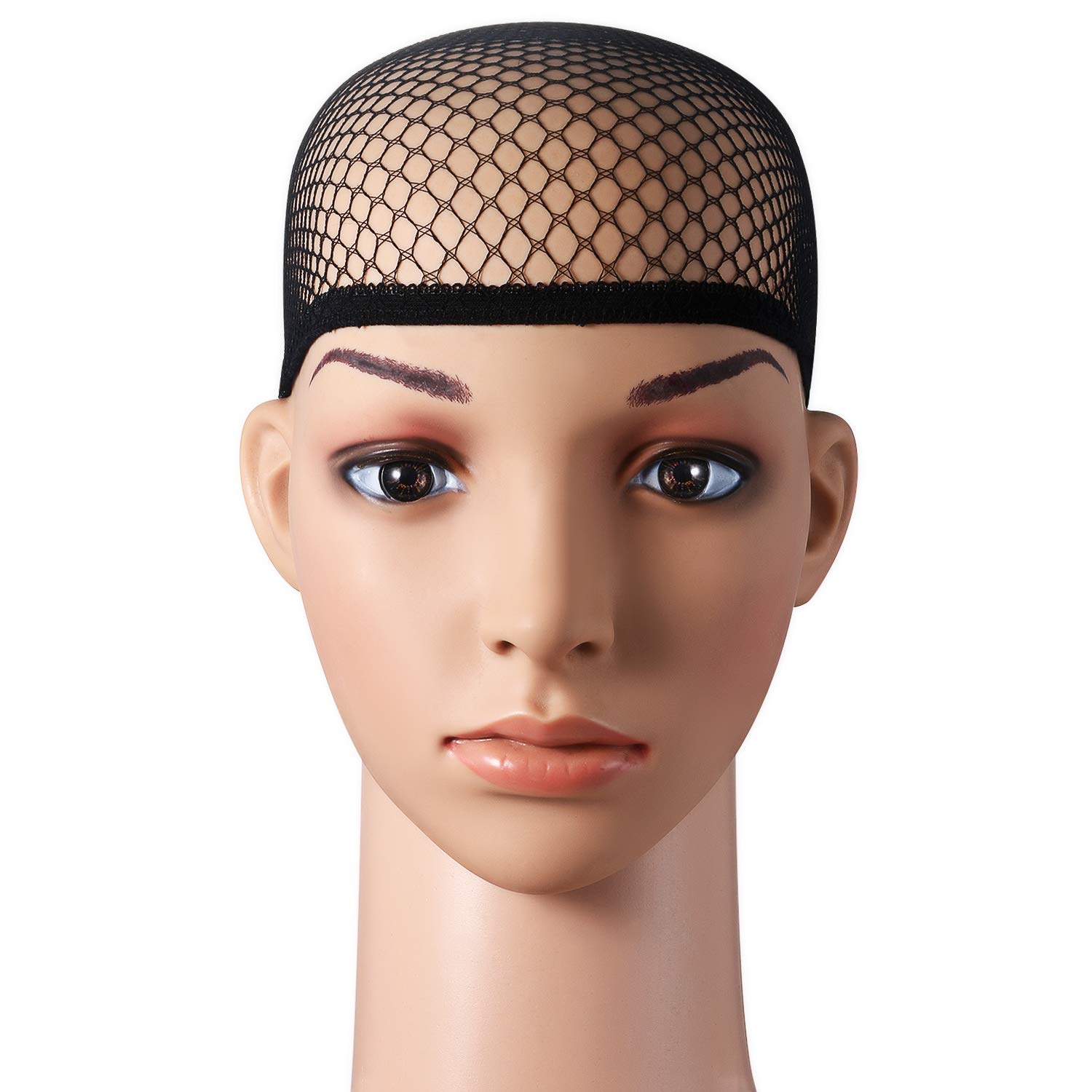 Vtrem6 Pack Mesh Wig Cap for Women Open End Fishnet Wigs Caps Fashion Lady Net Liner Weaving Cap for Short and Mid-length Hair (Black)