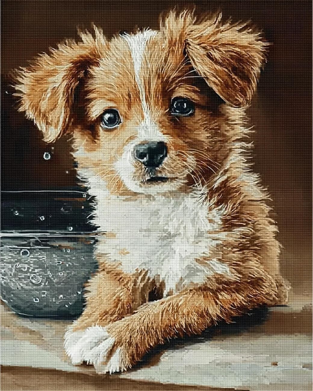 Rqwybcaxn Seed Bead Embroidery Kits Cartoon Dog 40x50cm