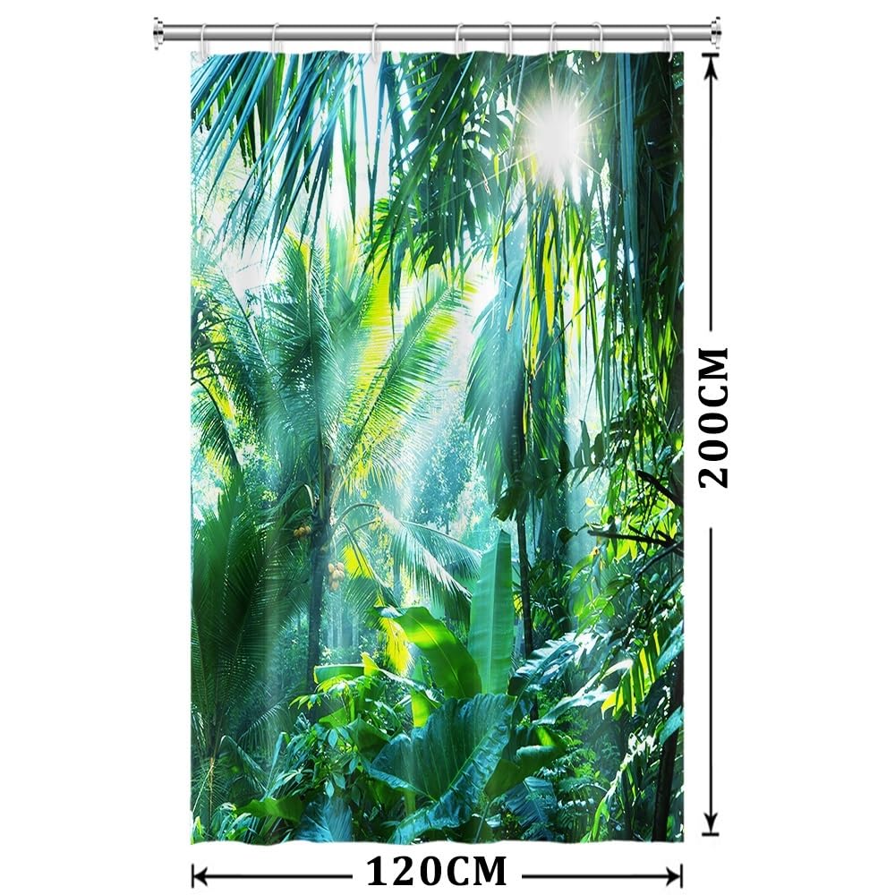 Uiiooazy Cortina de Ducha de Hoja Eucalipto, Cortinas de Ducha Verde Oro Abstracto Planta Cortinas de Baño Antimoho Impermeable Lavable Tejido de Poliéster Cortina Ducha con Ganchos 90x180cm — view 76