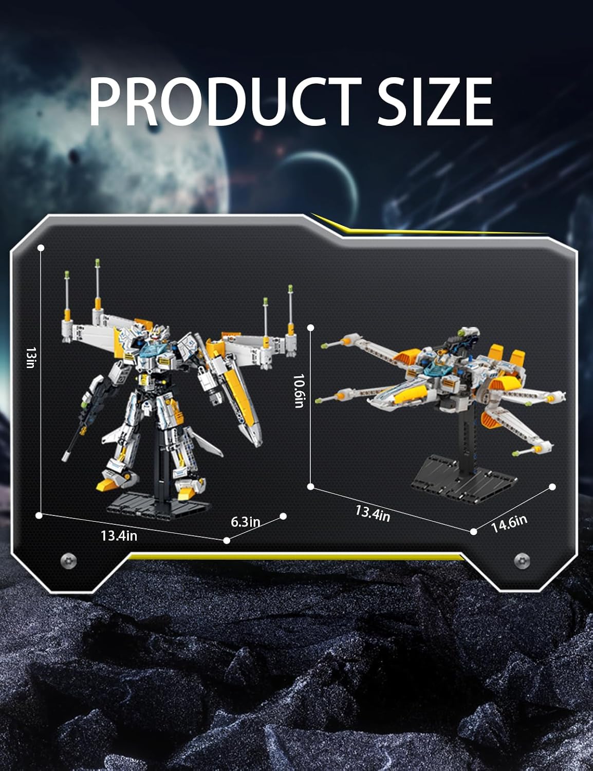 SEMKY Space Series FX1 Spacecraft (Variable Robots) MOC Building Blocks Set, (704Pieces) Space Model Gifts for Kid and Space Fans
