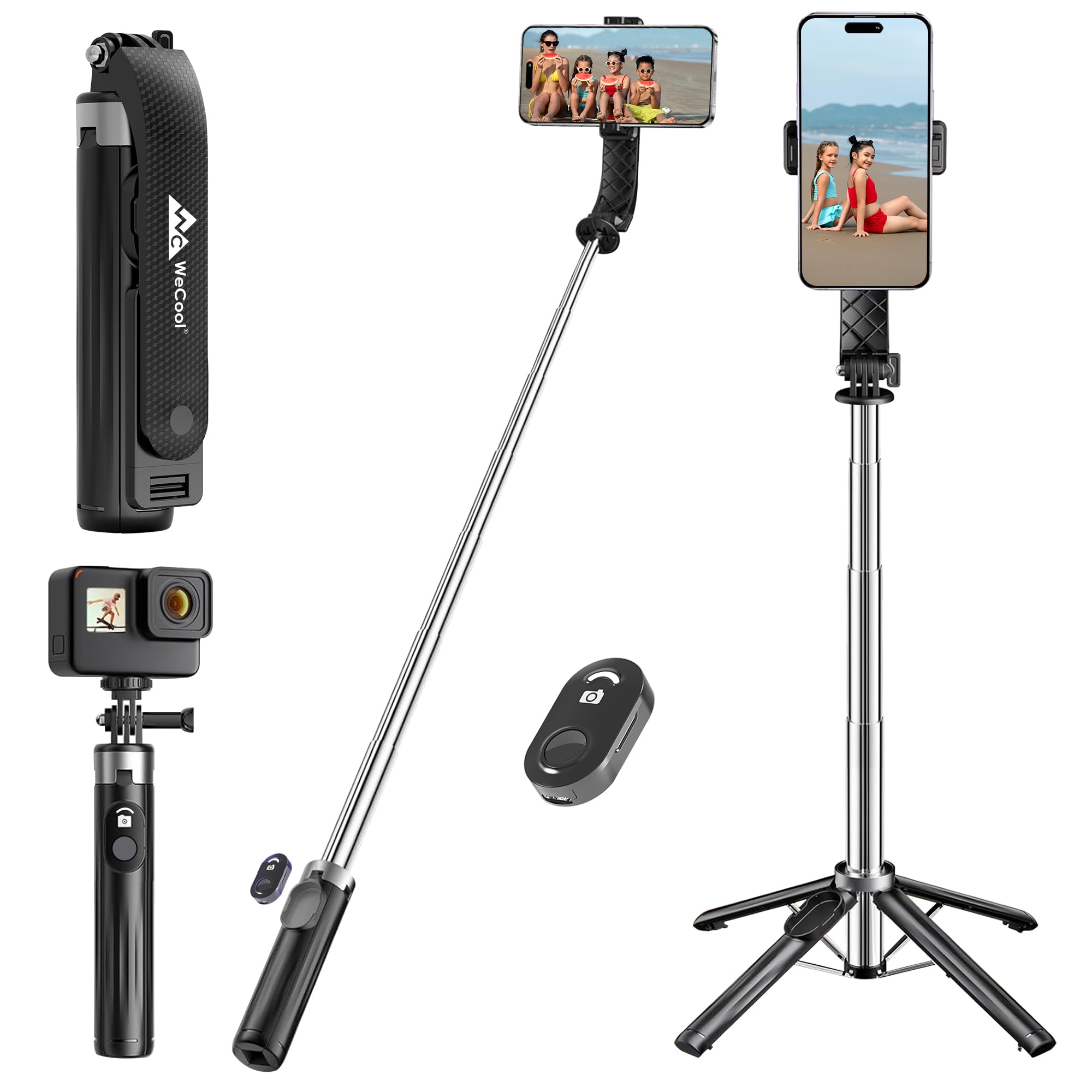 WeCool Quadripod Selfie Stick for Mobile -Extendable Upto 102Cm with 360° Rotational Mobile Holder,Rechargeble Bluetooth Remote, Compatible with GoPro,Phones and Cameras via 1/4" Screw-picture-30