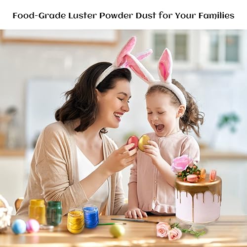 Miniatura 6 de INOCERIS Polvo brillante metálico de color rojo rosa, 0.13 onzas (0.18 oz) de grado alimenticio, polvo metálico comestible para decoración de