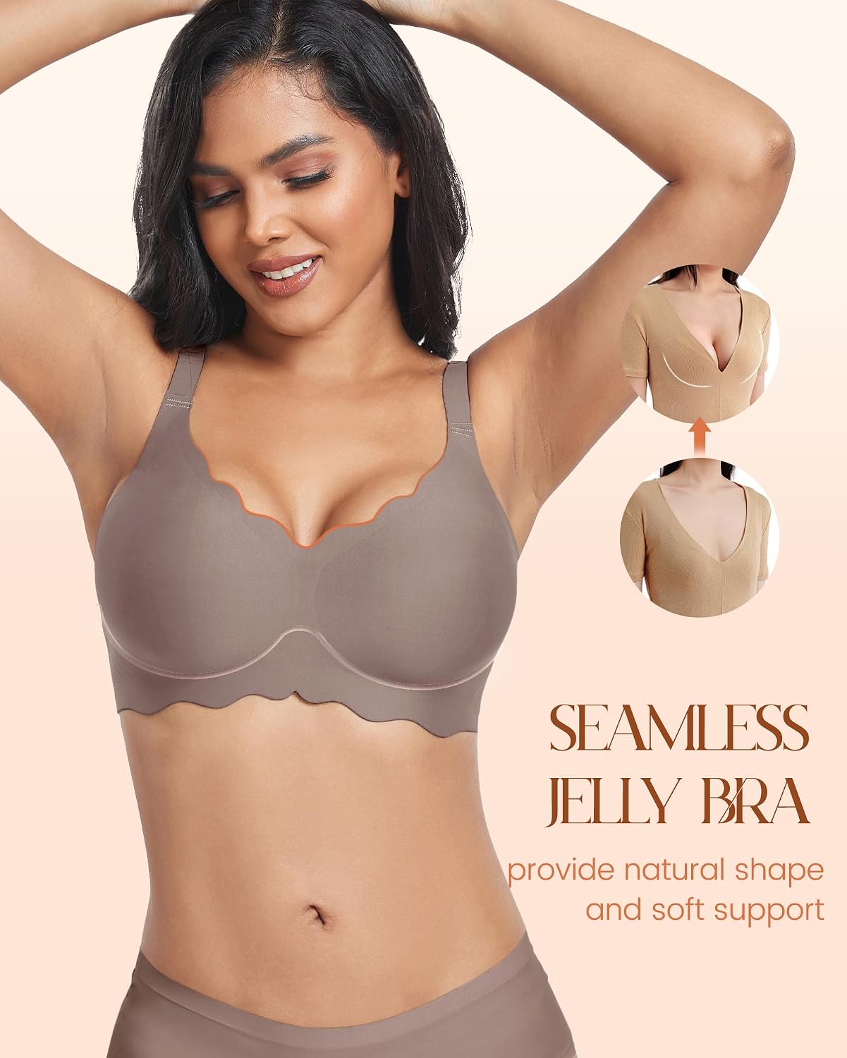 JOYTREE 3PCS Jelly Bras for Women No Underwire Comfort Wireless Women Bras Seamless Full Coverage Bralettes, Bra Extender