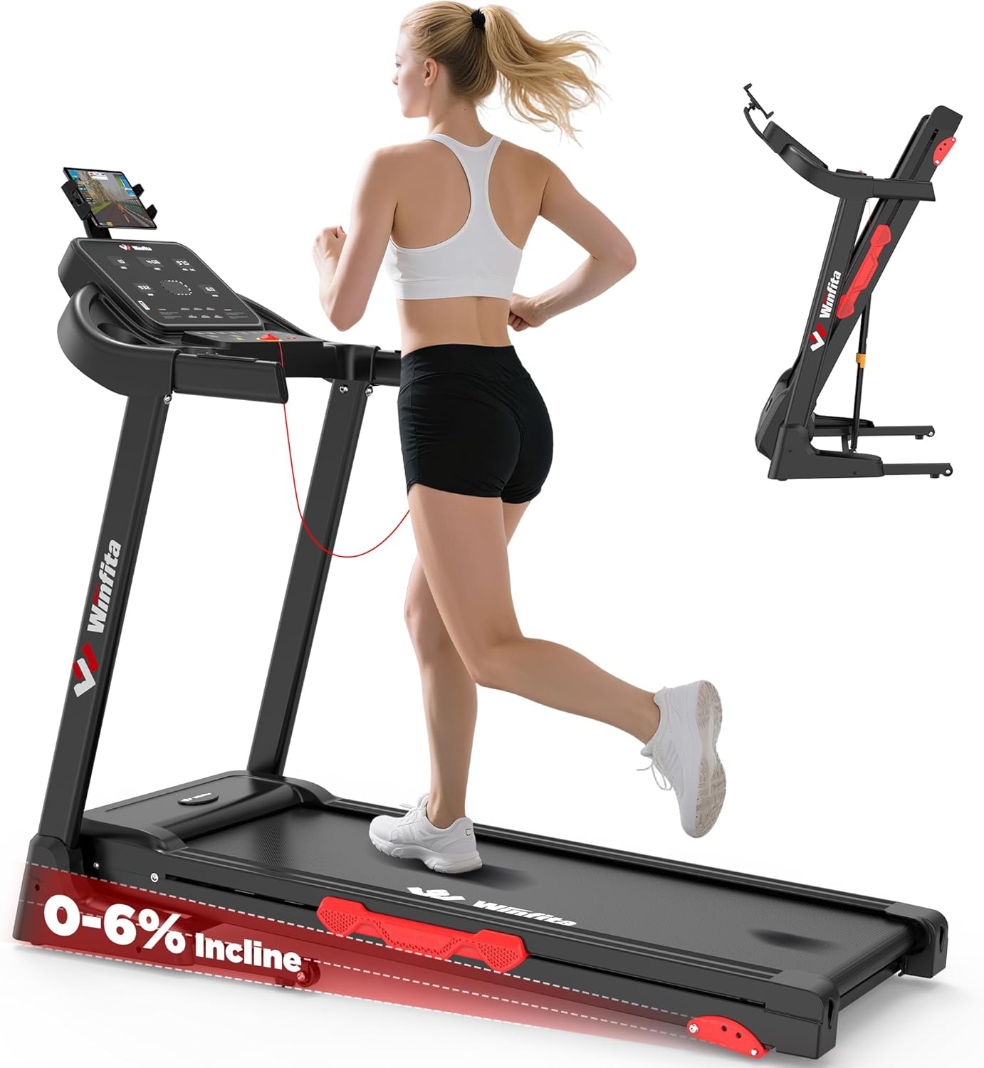 3.5HP Folding Treadmills for Home with Incline Optional, 300 lbs Capacity, 8.0MPH Speed, 17'' Wide Belt, App Connection, 64 Programs, BMI Detector for Home Use