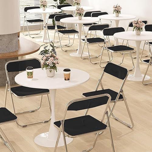 Miniatura 8 de Juego de 2 sillas plegables de acrílico plegables de plástico, fáciles de usar y almacenar, cómodas sillas de fiesta portátiles para el hogar,