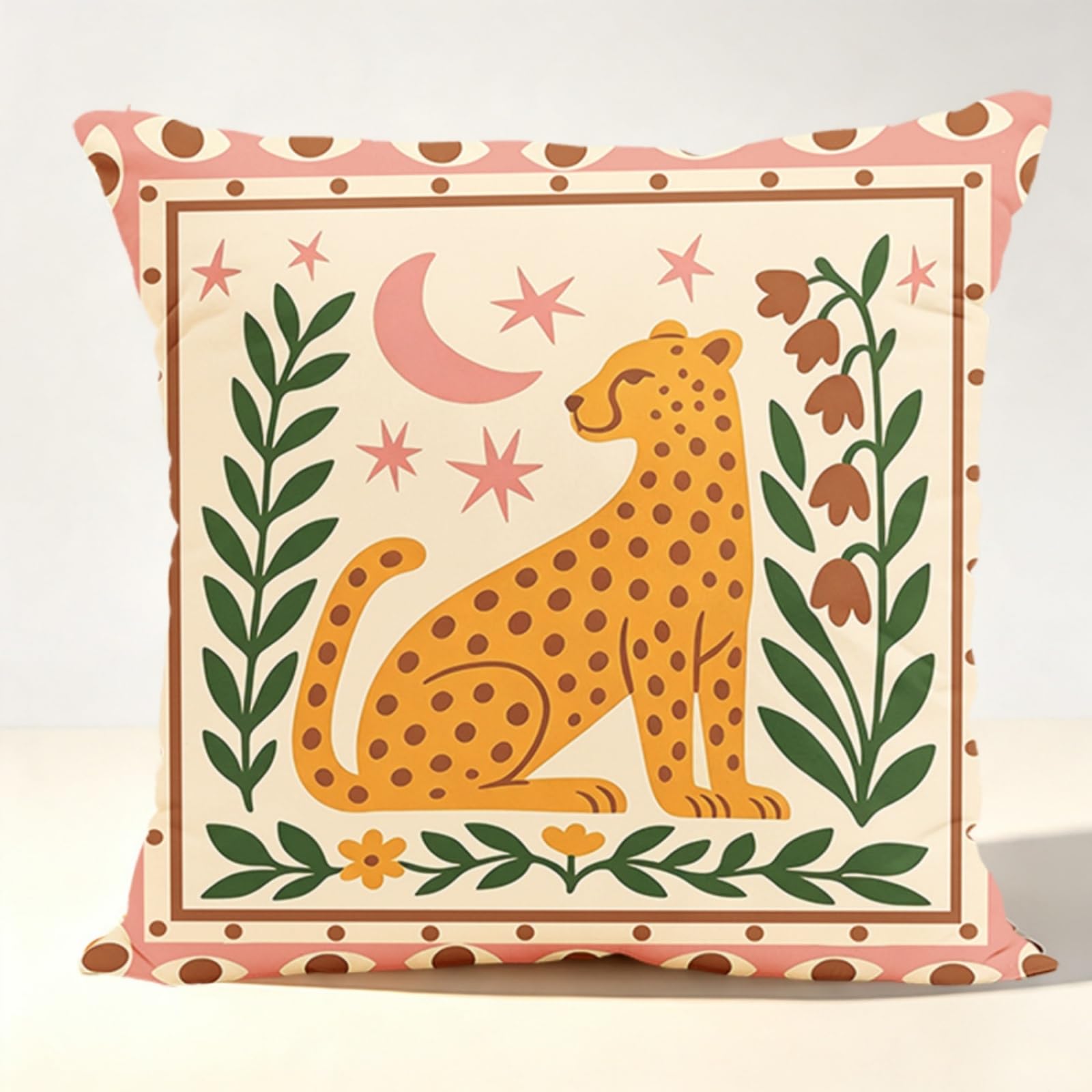 Cushion Covers 40cm x 40cm Yellow Animals Pillowcase Invisible Zipper