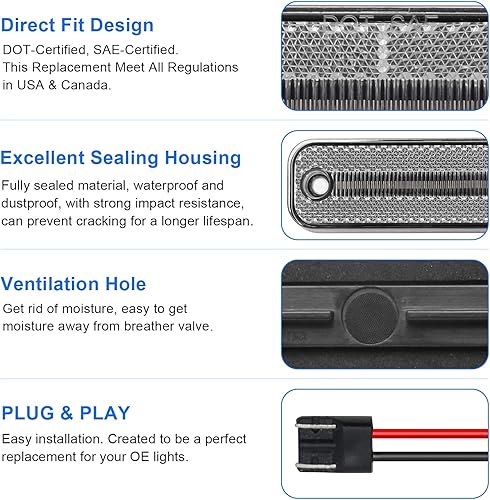 Miniatura 3 de Conjunto de luz LED de posición lateral delantera y trasera compatible con camiones F0rd F Series 1973-1979Bronco 1978-1979Econoline 1975-1991