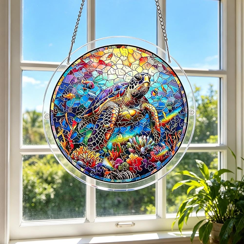 Acrylic Puzzles Suncatcher Window Hanging,83Pcs Sun Catcher Acrylic Puzzles Garden Decoration,Sun Catcher Stained Glass AcrylicPuzzle Decoration,for Women Men Birthday Mother's/Father's DayGift — view 19