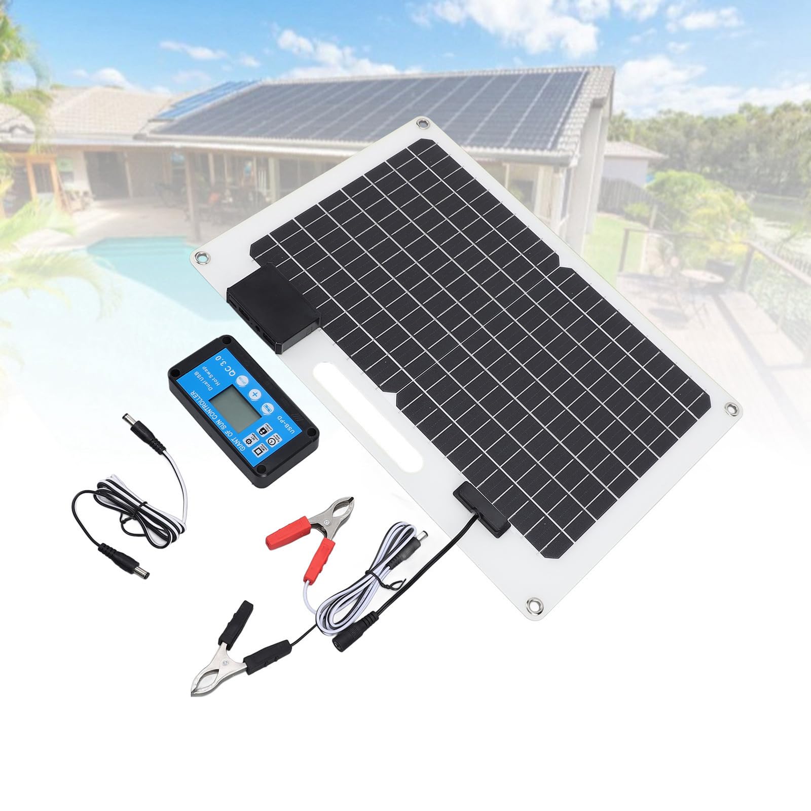 Juego de paneles solares portátiles de 100 W, 18 V, cargadores de panel solar plegables, cargador solar de 12 V 24 V, doble USB, paneles solares a prueba de agua para camping, estación de