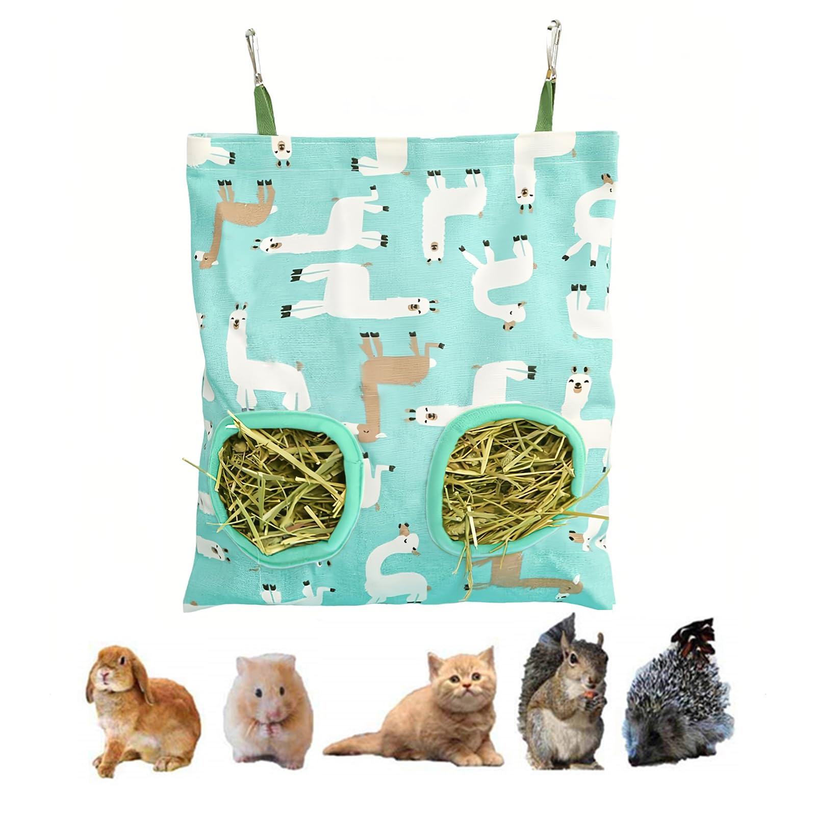 Sac à Foin pour Lapin, Sac de Foin Suspendus Animaux Supports de Stockage avec 2 Trous pour Chinchilla, Cochon d'Inde et Taupe