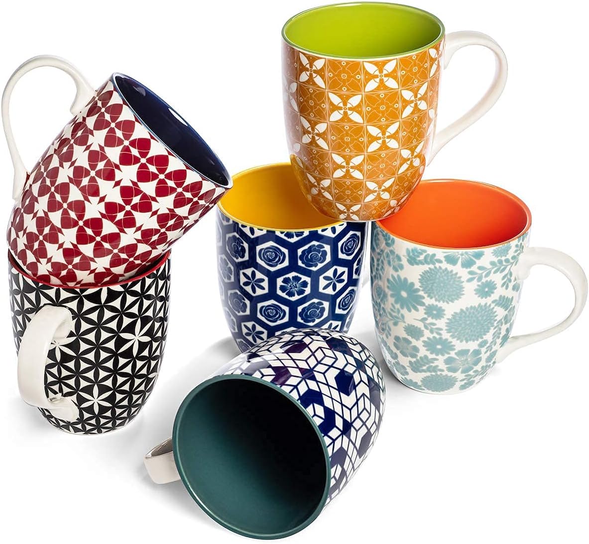 Annovero Mugs, Salad & Dinner Plates | Kitchen Dishes | Microwave Oven Safe | Colorful Porcelain Dinnerware