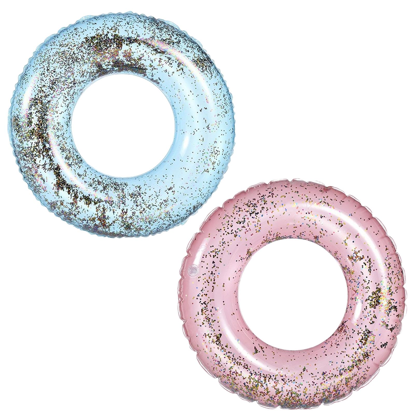 70cm Inflatable Swimming Ring Pool Rubber Rings for Kids,2Pcs Blue Pink Sequin Inflatables Swim Rings Pool Float Toys,Inflatable Pools Ring Toy Water Floaties for Kid Girls Boys Summer Beach Party