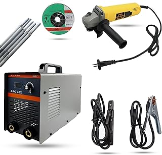 Hillgrove HGCM551M1 302Amp Arc Force Control, AC, Anti Stick, With 100MM Wheel Diameter Angle Grinder and 5 Pcs Welding Rod Digital Display IGBT Based VRD Technology MMA Inverter Welding Kit Machine