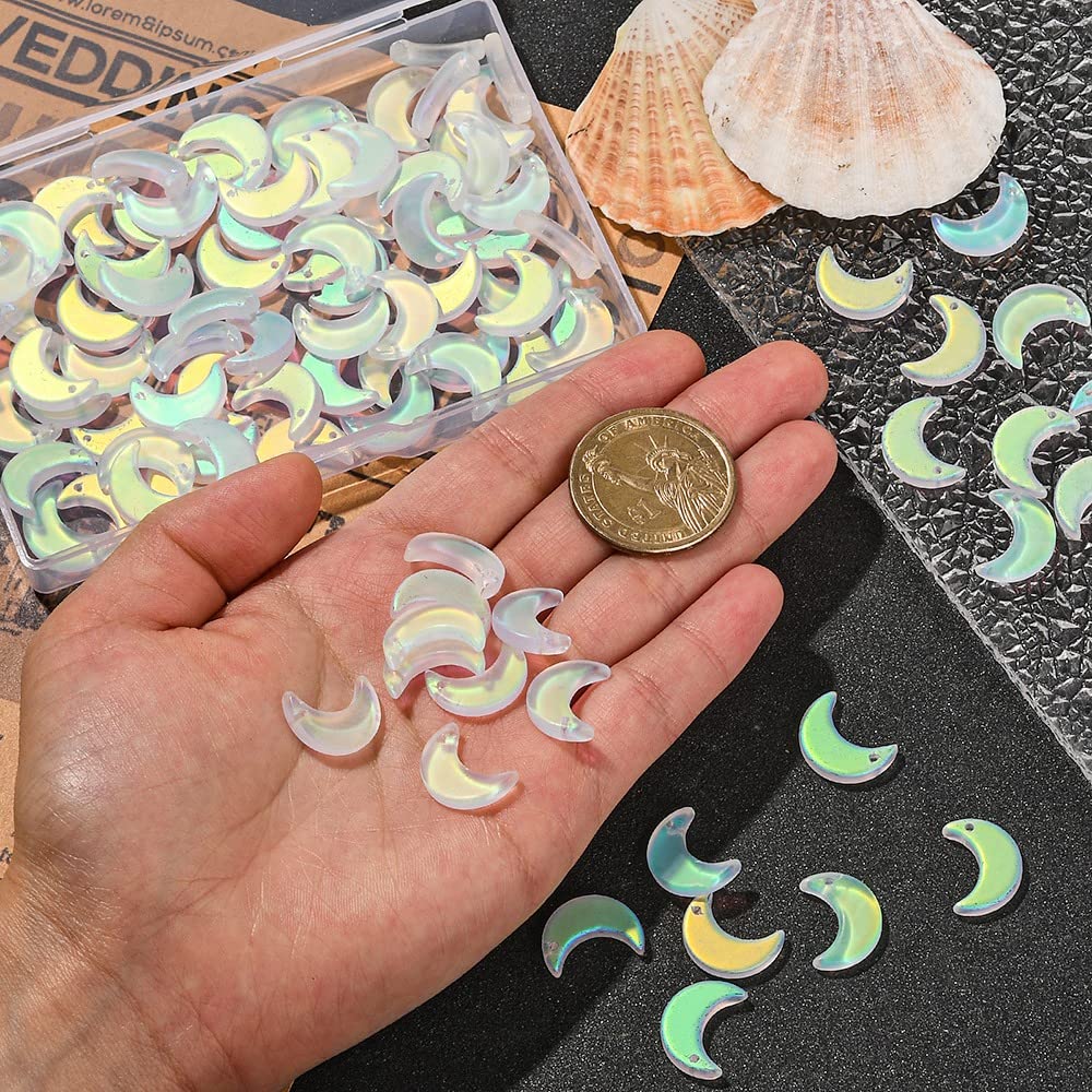 Airssory 100Pcs Transparent Crystal Glass Pendants Charms Frosted Moon for Women Girls Jewellery Necklace Earring Bracelet Making Supplies - Image 4