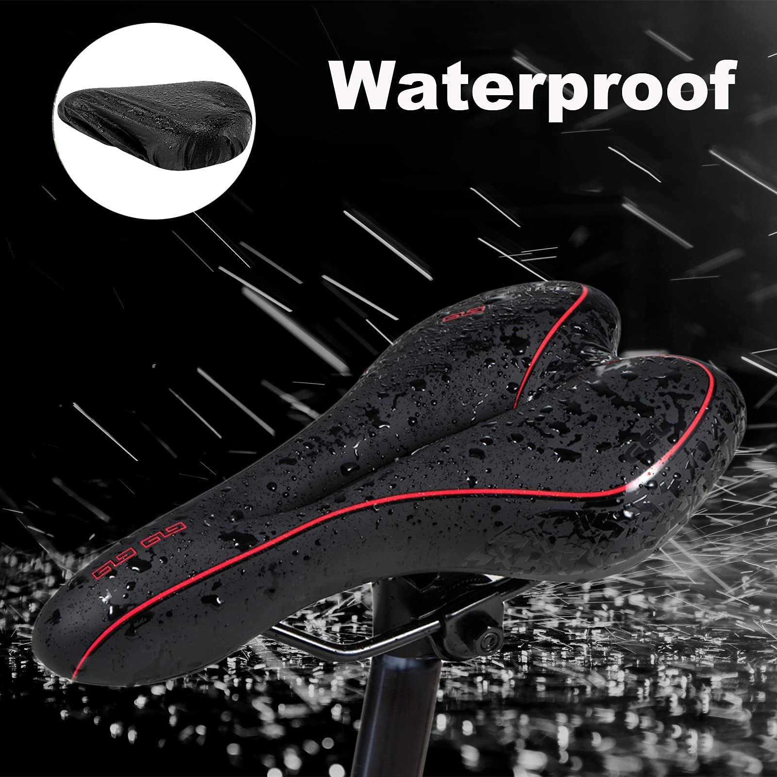 Melko Selle de vélo en gel avec housse de pluie et bandes
