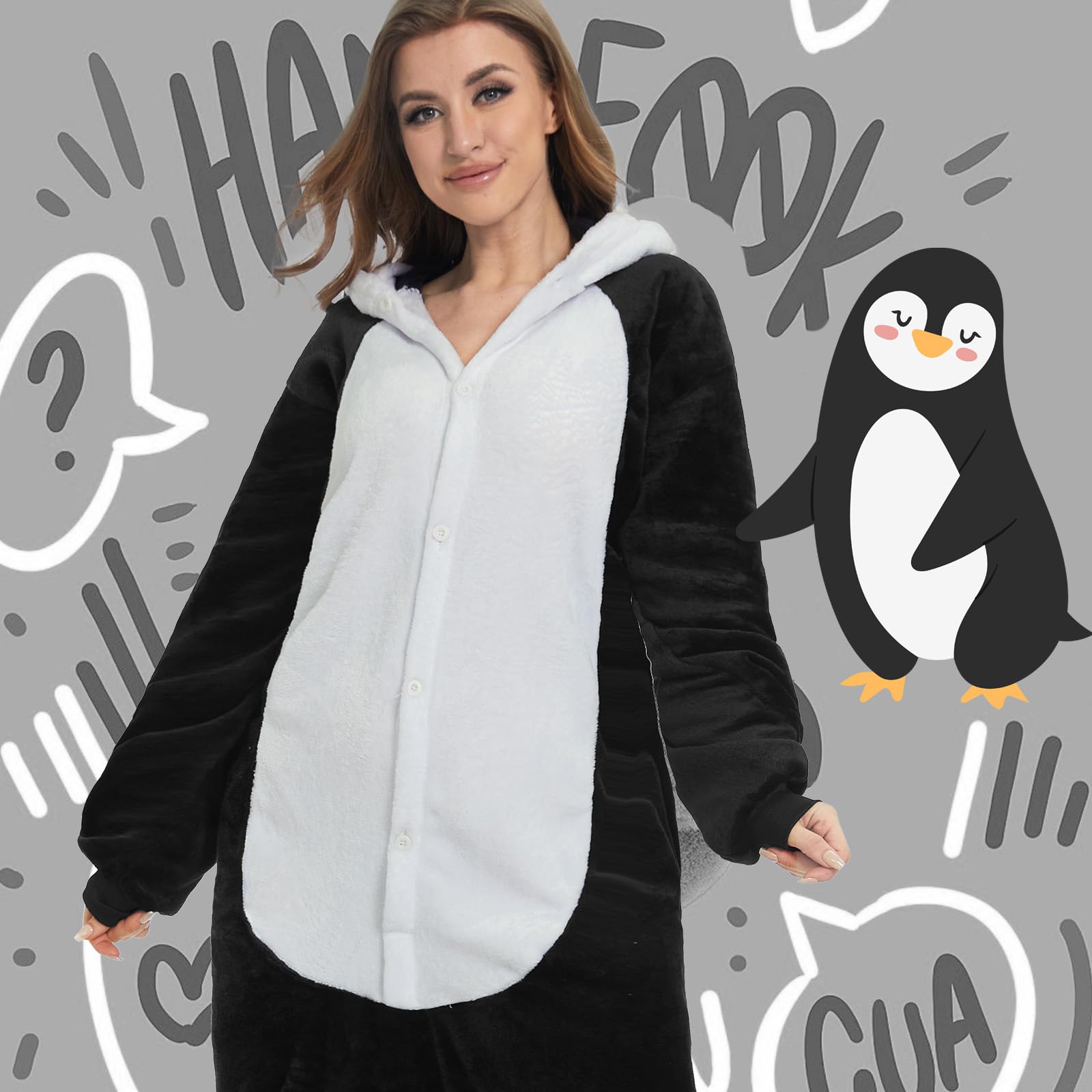 JONRRYIN Pijamas de Animales para Adultos, Unisex Pijama Entero Mujer con Máscaras de Animales, Pijama Mono Onesie Invierno Traje de Cosplay, Disfraz de Animales para Carnaval