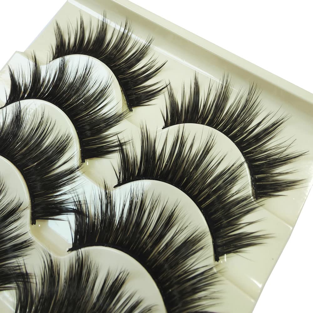 ICYCHEER Thick 5 Pairs Makeup Natural False Eyelashes Eye Lash Long Black Handmade Soft