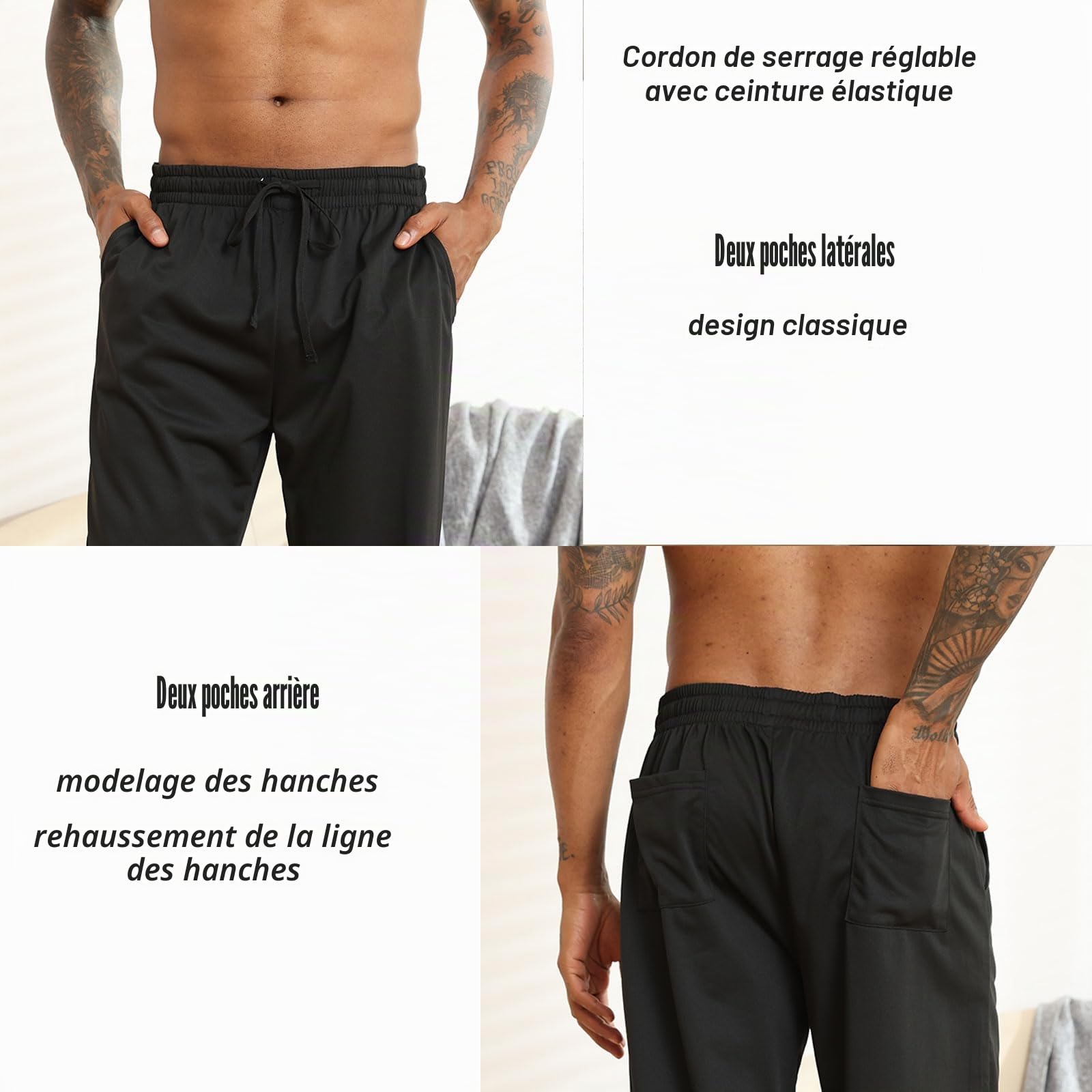 Halfword Pantalons de Sport Homme Jogging Loisirs Pantalon Survêtement Coupe Ample Poches Course à Pied