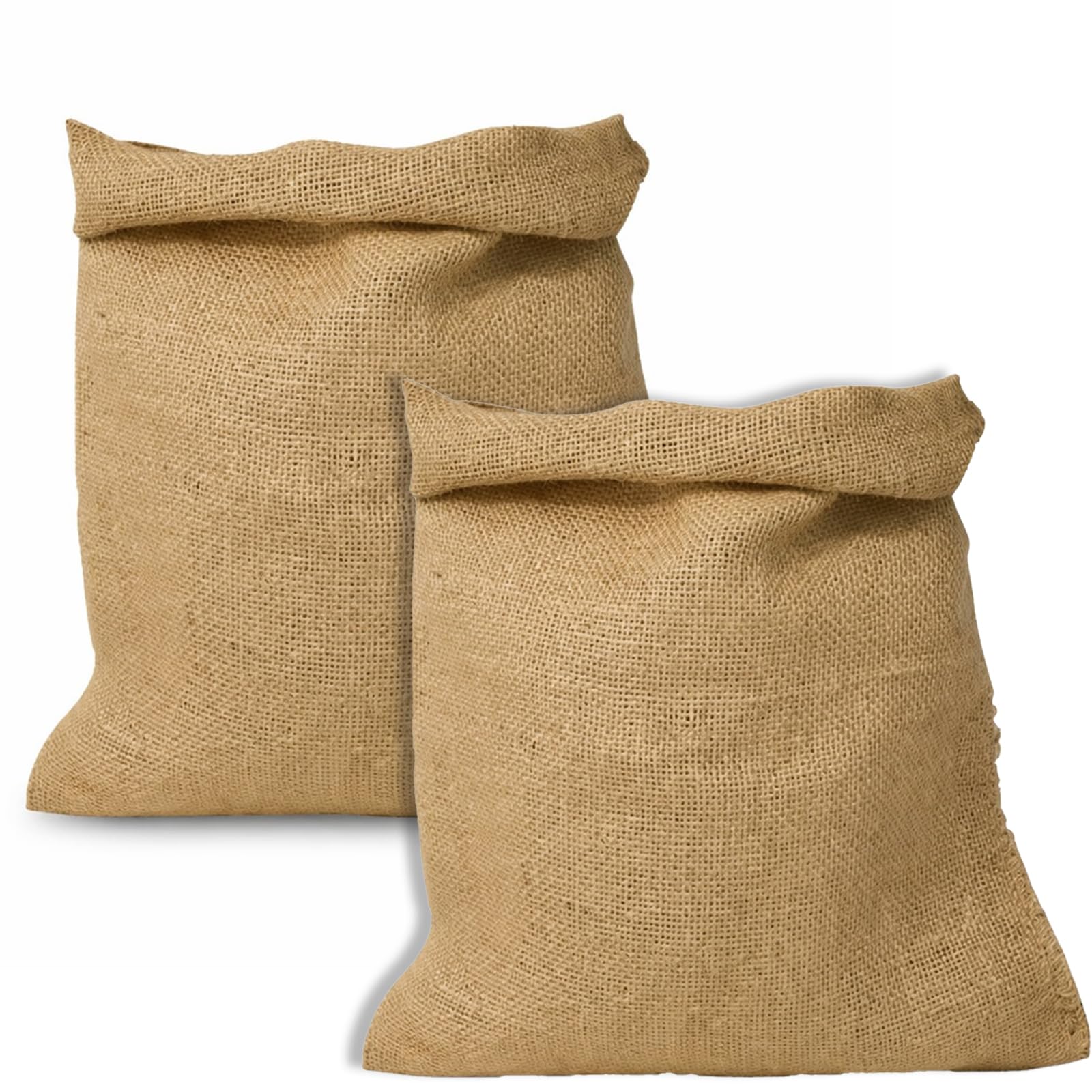 Rovelin 2 Pack Large Hessian Sack (40x60cm), Reusable Burlap Potato Storage Bag, Heavy Duty Jute Bags for Vegetables, Onions, Sand and Gardening