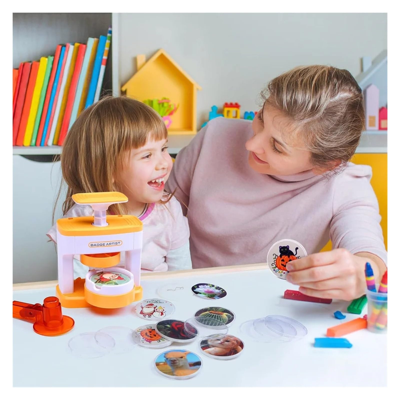 MINI Badge Button Maker Maschine DIY Pin Press Machine Set Mit 48 Stück Teil + Süßem Aufkleber + Kreisschneider Einfach Schnell Anstecknadeln Erfolgreich Herstell(48 Set No Gift box)