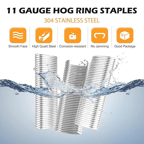 Miniatura 2 de KIMSING - Grapas de anillo de acero inoxidable 304 calibre 11, corona de 1-3/4 pulgadas, 1600 unidades/caja, cierres para C50, cercado de alambre