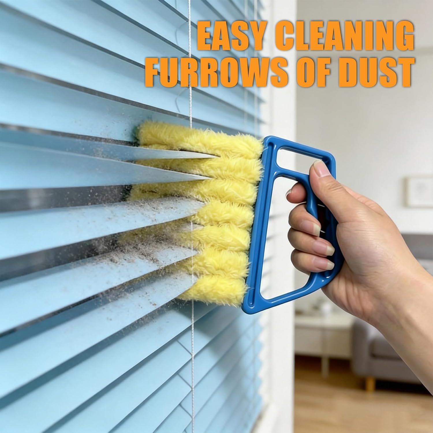 2PCS Blind Cleaner Duster Tool, Car Cleaning Brush, Washable 7 Fingers Duster Brush Dusting Cleaner Tool, Handheld Mini Duster Brush Universal for Window Shutters Air Conditioner Wood Blind image 4