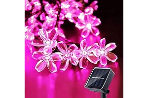 Pink Outdoor Lights, 50 LED Solar String Flower Lights for Garden Decoration