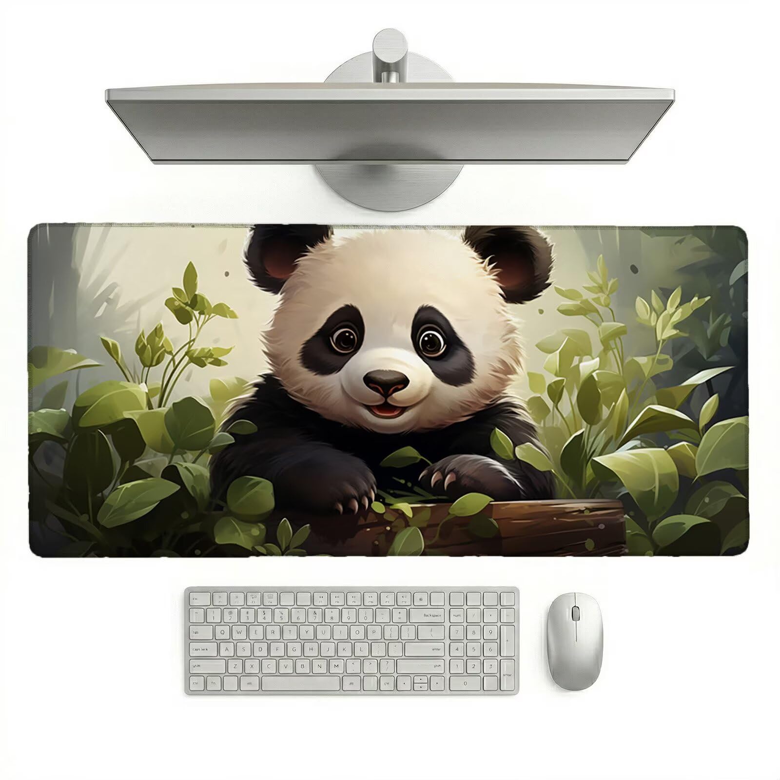 Sottomano Scrivania Grande 1200 x 600 x 3 mm Cartone Animato Tappetino Tastiera Computer con Base Antiscivolo e Bordi Cuciti, Protezione Impermeabile, per Lavoro/Casa/PC Gamer (Panda Gigante) L-x4131