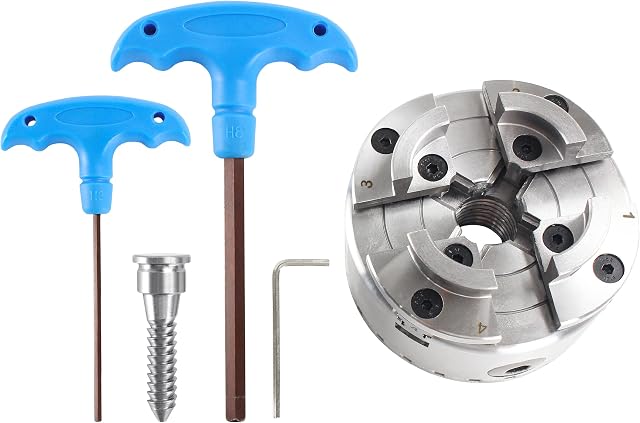RATTMMOTOR 3.75-Inch 4-JAW Self-Centering Chuck Wood Lathe Chuck Set 1" x 8 TPI Thread Mini Lathe Chuck for Wood Turning, Wood lathe