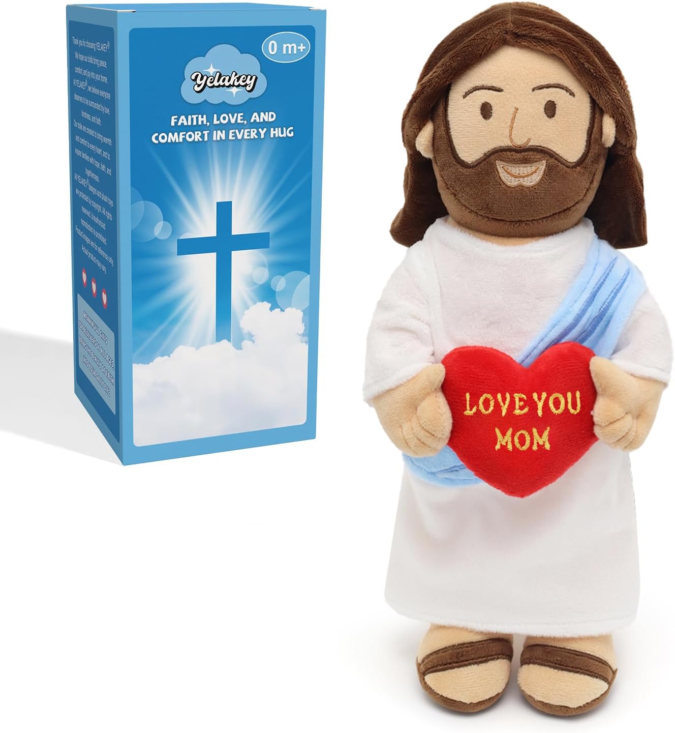 Yelakey 14" Jesus Plush with NFC Daily Bible Verse,Plushie Gift for Mom Stuffed Doll Plushie Religious Party Favor Christian