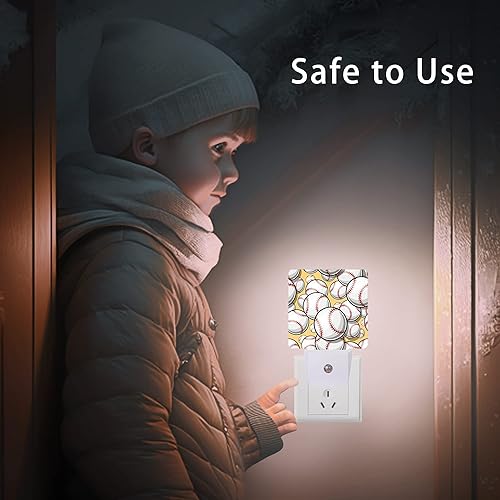 Miniatura 8 de Oeaskly Luz nocturna de bola, luces nocturnas enchufables de béisbol y sóftbol con sensor de atardecer a amanecer para dormitorio, baño y sala